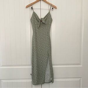 Misty Rose Sage green floral knot dress